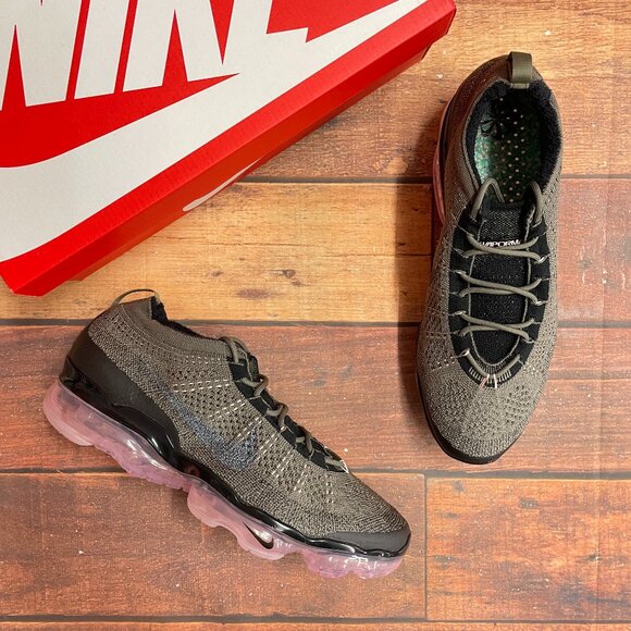 Nike Men's Air VaporMax 2023 FK "Medium Olive Pink" Running Shoes - Picture 1 of 6